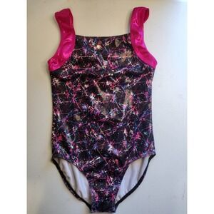 Balera Dance Kids Leotard Gymnastics Competition Cutout Back Pink‎ Black
